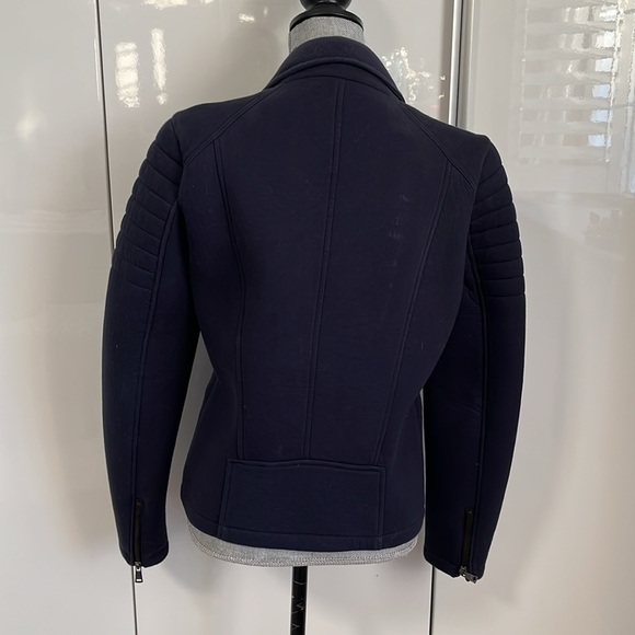 Moto Biker Jacket Pockets 100% Cotton Navy, Size L - Picture 6 of 11